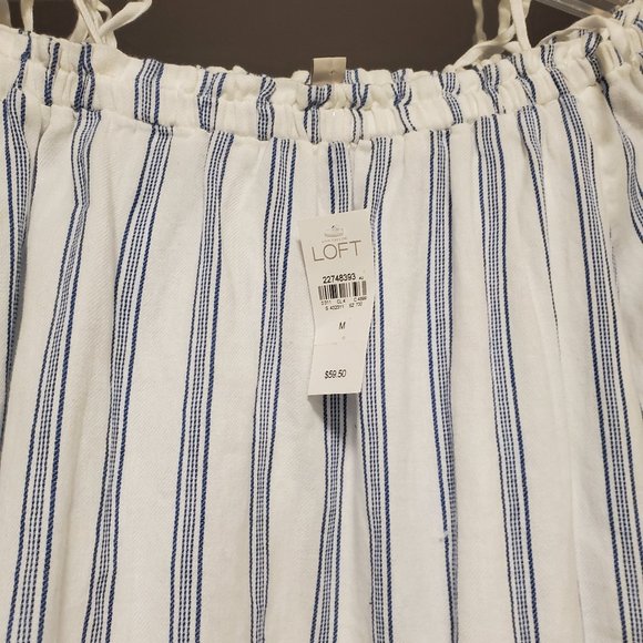 NWT Loft Off the Shoulder Blue/White Top (Sz M) - Picture 3 of 4